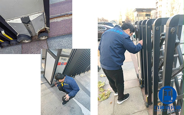 物管大廈紅門電動(dòng)伸縮門保養(yǎng)服務(wù)紀(jì)實(shí)