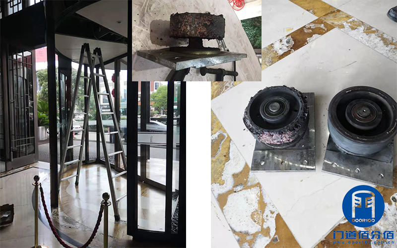 江蘇常熟某五星飯店歐必翼自動旋轉(zhuǎn)門輔輪維修服務(wù)