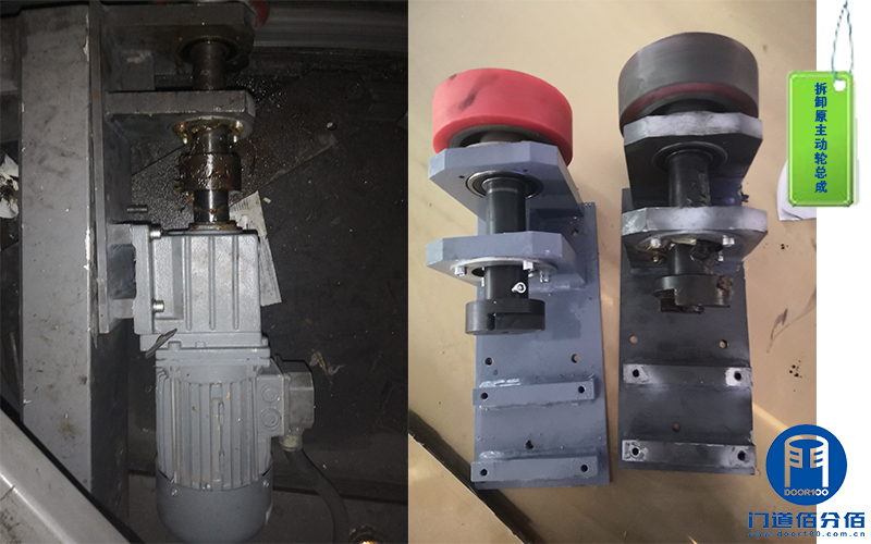 門道佰分佰技術(shù)人員拆卸圣維旋轉(zhuǎn)門主動輪總成