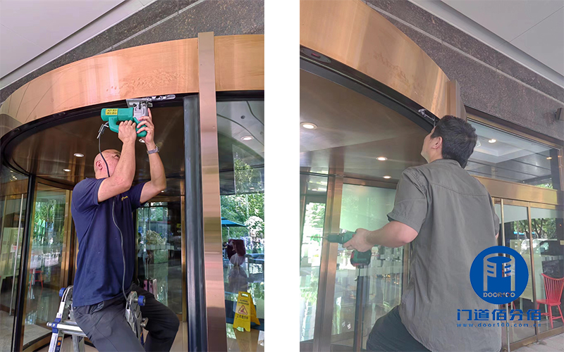 自動旋轉門激光防夾傳感器（防護裝置）更換維修案例